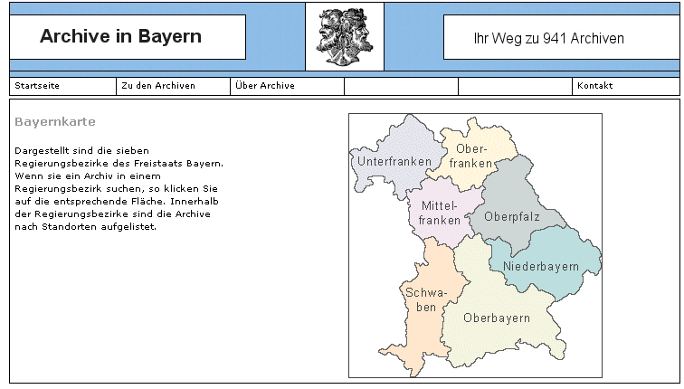 Archive in Bayern - Bayernkarte
