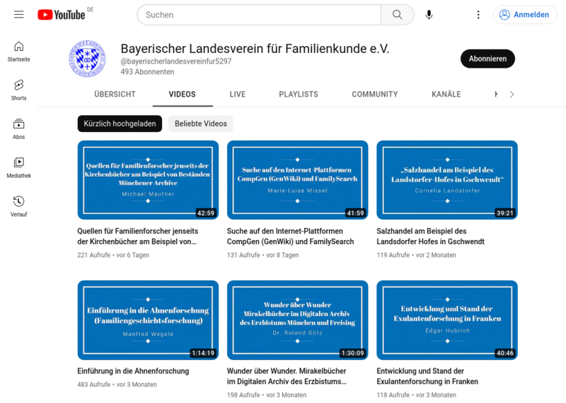 Screenshot von YouTube-Kanal des BLF